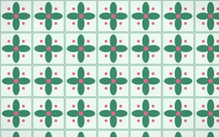Hanbok Mint Petal Tile — light green, pink and white azulejo background