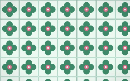 Hanbok Mint Quatrefoil Tile — light green, pink and white azulejo background