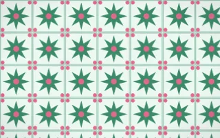 Hanbok Mint Star Tile — light green, pink and white azulejo background