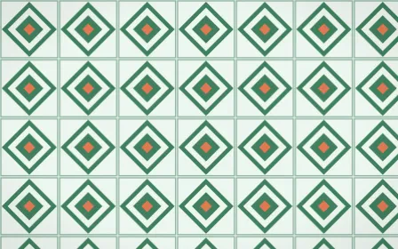 Havana Mint Diamond Tile — light green, orange and white azulejo background