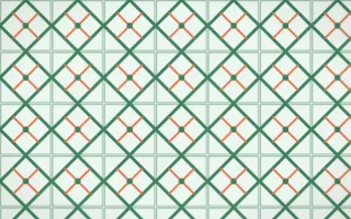 Havana Mint Lattice Tile — light green, orange and white azulejo background