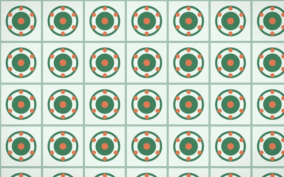 Havana Mint Medallion Tile — light green, orange and white azulejo background