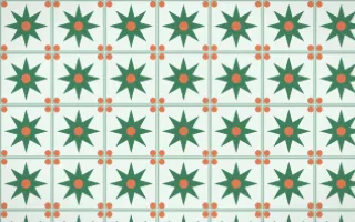 Havana Mint Star Tile — light green, orange and white azulejo background