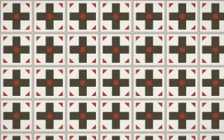 Highland Peat Cross Tile — light brown, red and white azulejo background