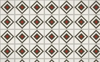 Highland Peat Diamond Tile — light brown, red and white azulejo background