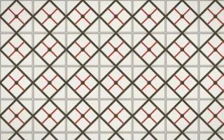 Highland Peat Lattice Tile — light brown, red and white azulejo background