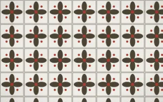 Highland Peat Petal Tile — light brown, red and white azulejo background