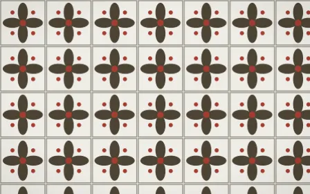 Highland Peat Petal Tile — light brown, red and white azulejo background
