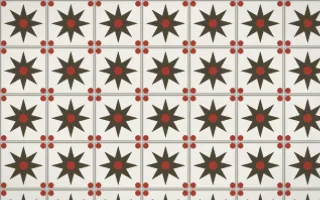 Highland Peat Star Tile — light brown, red and white azulejo background