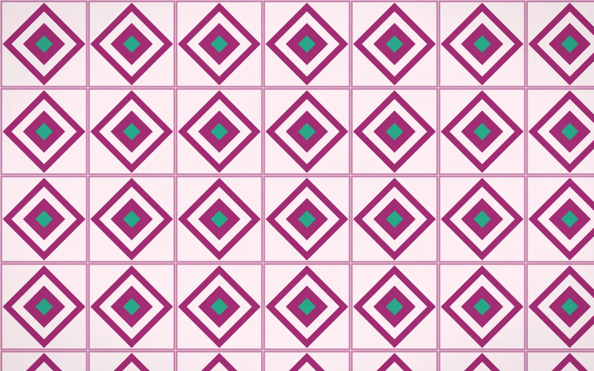 Holi Splash Diamond Tile — light pink, teal and white azulejo background