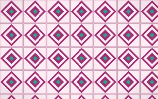 Holi Splash Diamond Tile — light pink, teal and white azulejo background