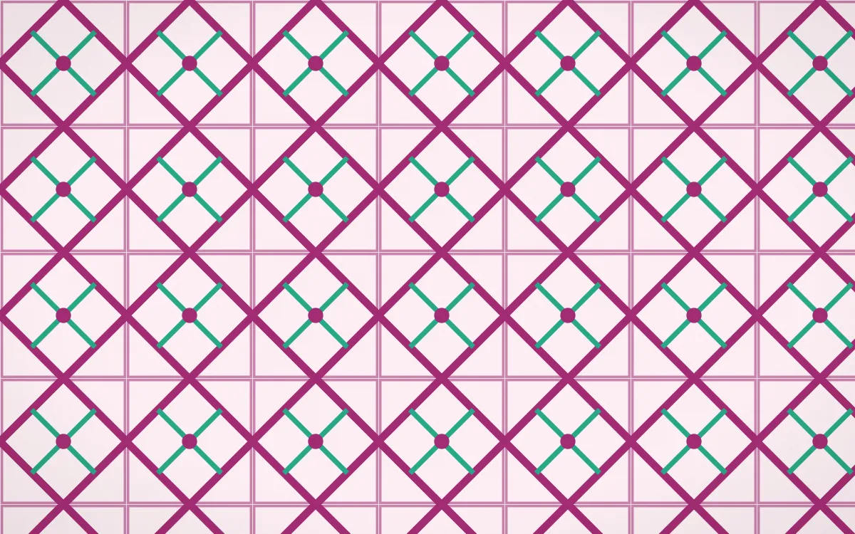 Holi Splash Lattice Tile — light pink, teal and white azulejo background