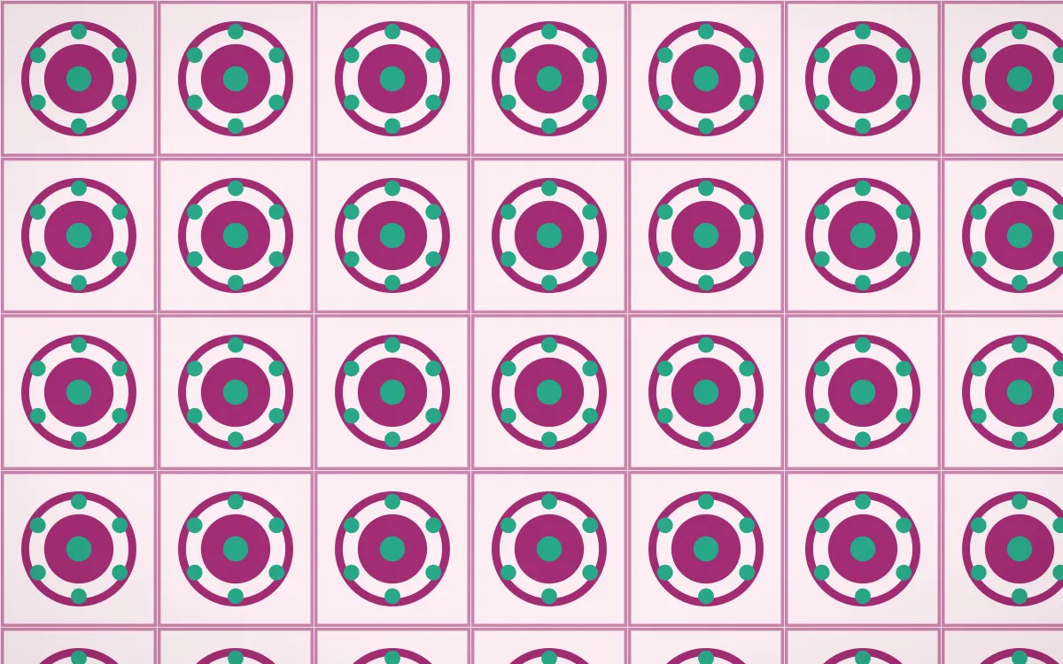 Holi Splash Medallion Tile — light pink, teal and white azulejo background