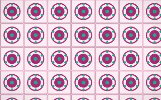 Holi Splash Medallion Tile — light pink, teal and white azulejo background