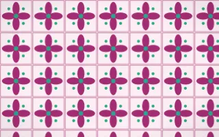 Holi Splash Petal Tile — light pink, teal and white azulejo background