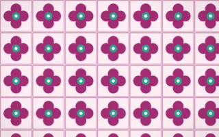 Holi Splash Quatrefoil Tile — light pink, teal and white azulejo background