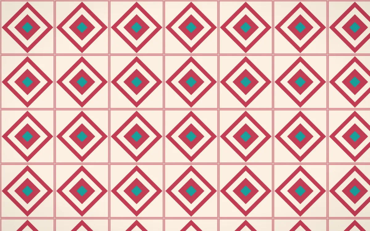 Island Punch Diamond Tile — light red, teal and beige azulejo background