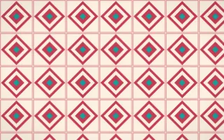 Island Punch Diamond Tile — light red, teal and beige azulejo background