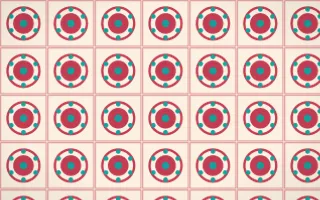 Island Punch Medallion Tile — light red, teal and beige azulejo background