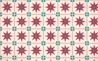 Island Punch Star Tile — light red, teal and beige azulejo background