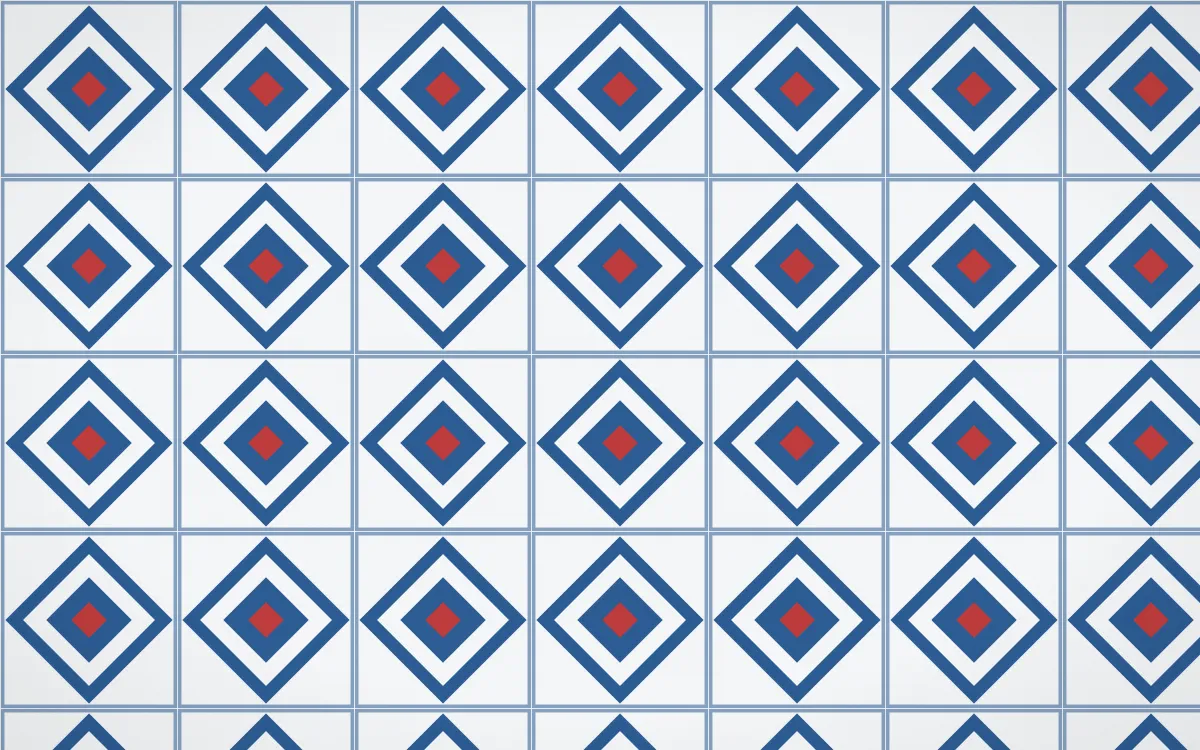 Iznik Blue Diamond Tile — light blue, red and white azulejo background