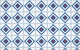 Iznik Blue Diamond Tile — light blue, red and white azulejo background
