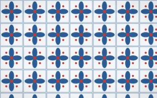 Iznik Blue Petal Tile — light blue, red and white azulejo background