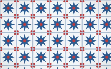 Iznik Blue Star Tile — light blue, red and white azulejo background