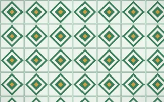 Jade Dynasty Diamond Tile — light green, gold and white azulejo background