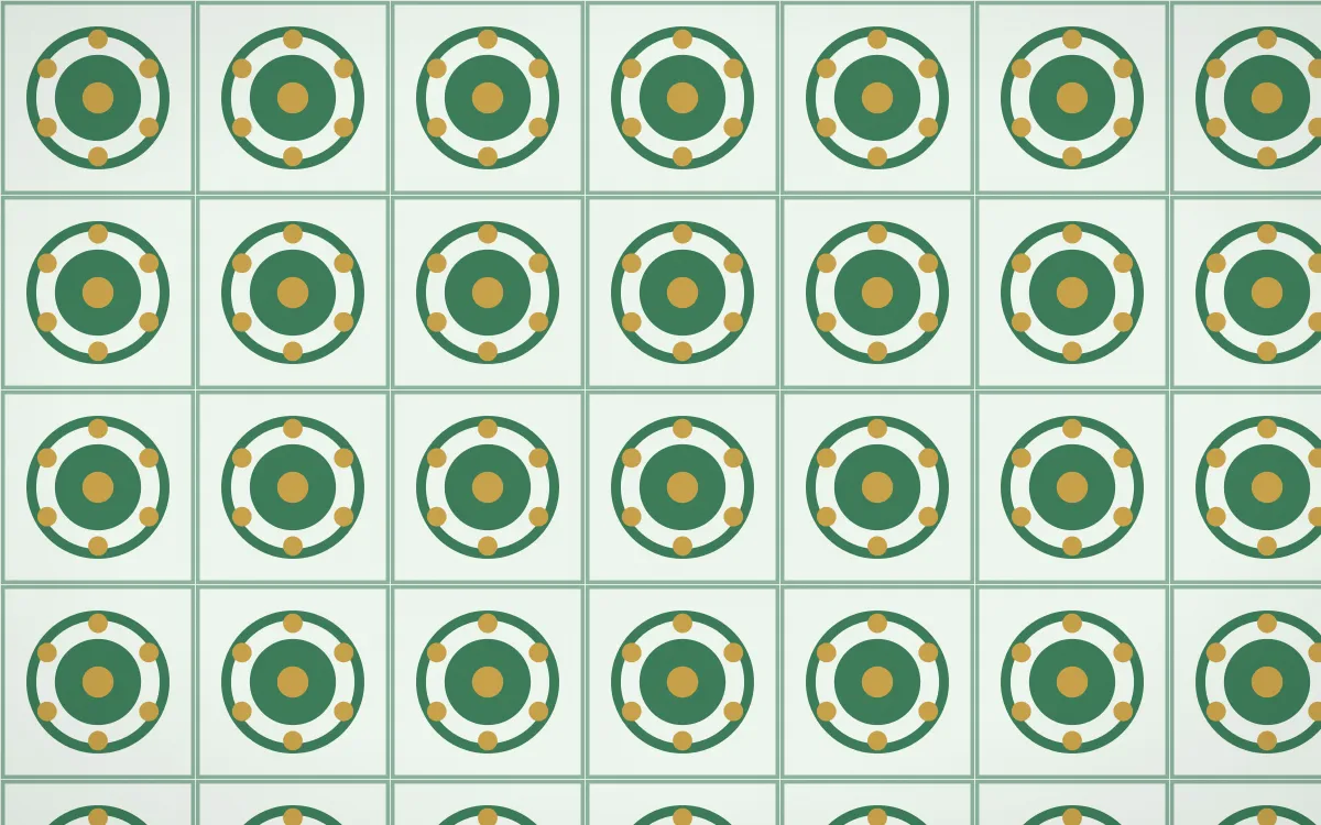 Jade Dynasty Medallion Tile — light green, gold and white azulejo background