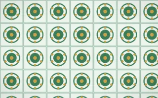 Jade Dynasty Medallion Tile — light green, gold and white azulejo background