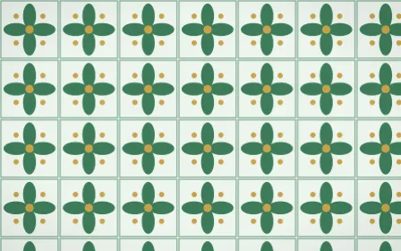 Jade Dynasty Petal Tile — light green, gold and white azulejo background