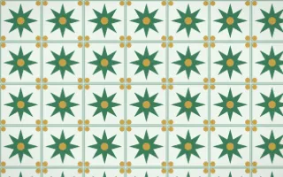 Jade Dynasty Star Tile — light green, gold and white azulejo background