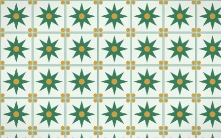 Jade Dynasty Star Tile — light green, gold and white azulejo background