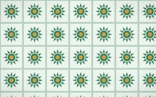 Jade Dynasty Sunburst Tile — light green, gold and white azulejo background