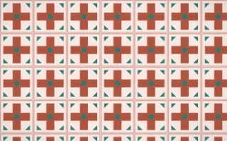 Jaipur Rose Cross Tile — light red, teal and orange azulejo background