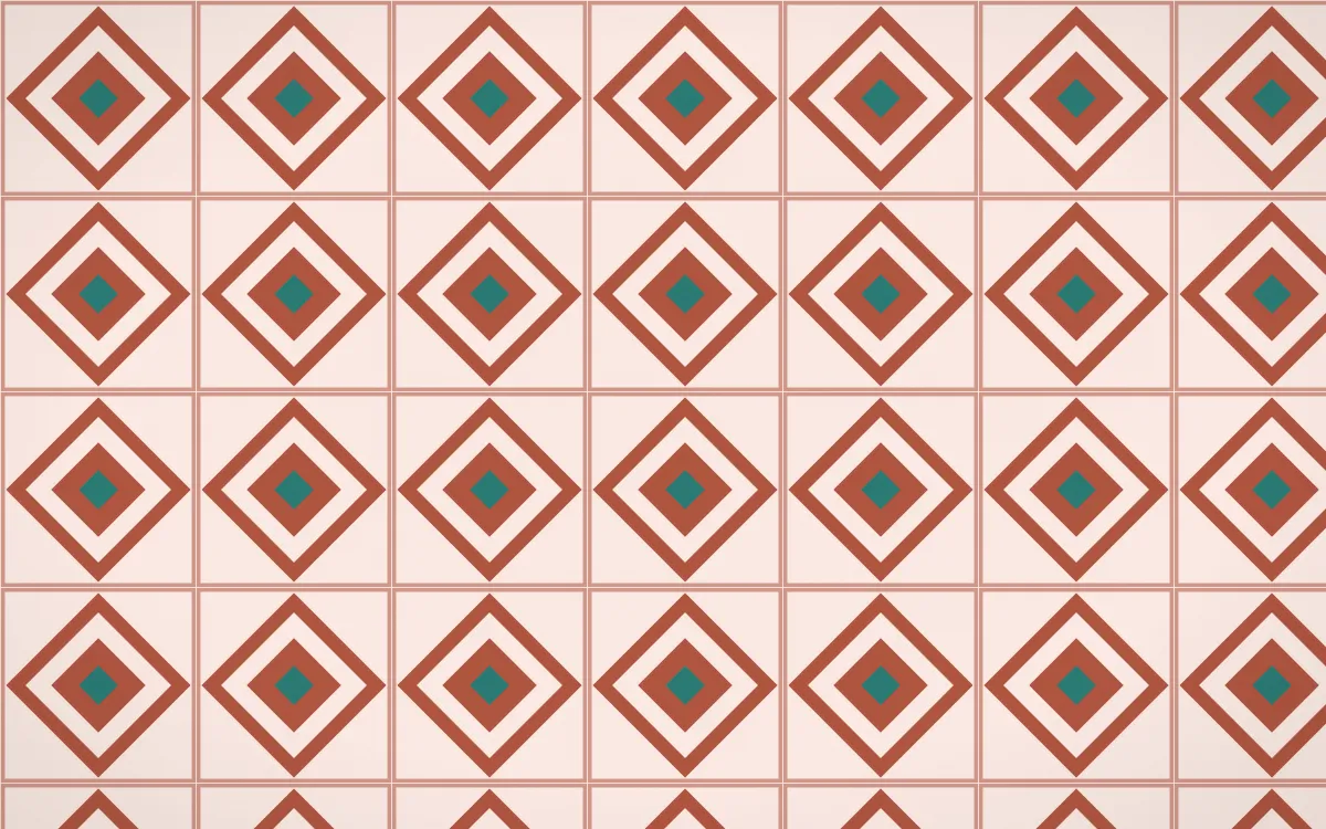 Jaipur Rose Diamond Tile — light red, teal and orange azulejo background