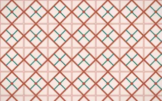 Jaipur Rose Lattice Tile — light red, teal and orange azulejo background