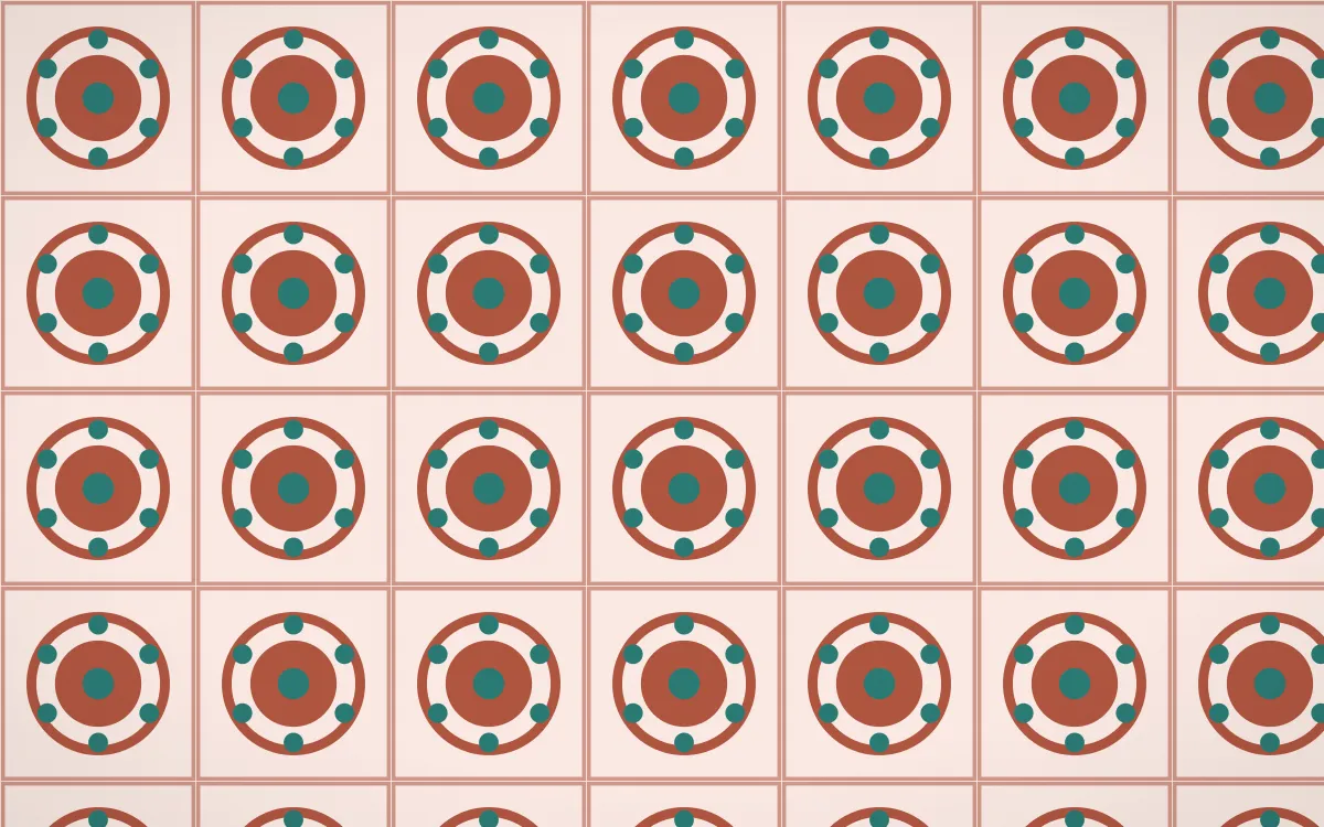 Jaipur Rose Medallion Tile — light red, teal and orange azulejo background