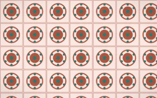 Jaipur Rose Medallion Tile — light red, teal and orange azulejo background