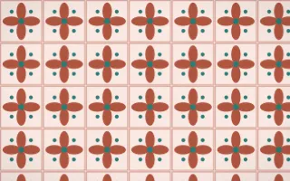Jaipur Rose Petal Tile — light red, teal and orange azulejo background