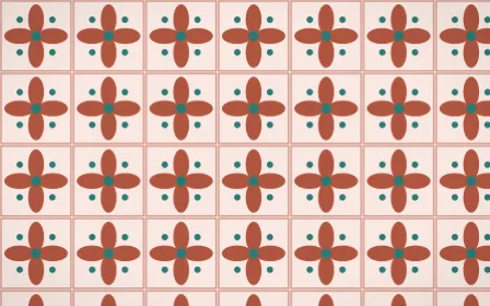 Jaipur Rose Petal Tile — light red, teal and orange azulejo background