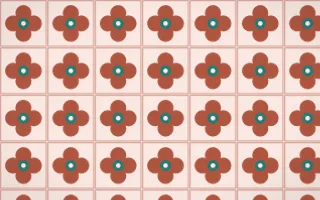 Jaipur Rose Quatrefoil Tile — light red, teal and orange azulejo background