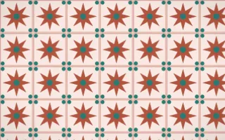 Jaipur Rose Star Tile — light red, teal and orange azulejo background