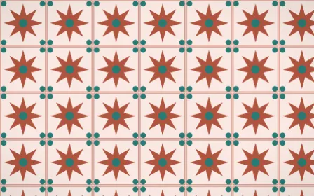 Jaipur Rose Star Tile — light red, teal and orange azulejo background