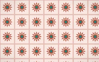 Jaipur Rose Sunburst Tile — light red, teal and orange azulejo background