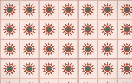 Jaipur Rose Sunburst Tile — light red, teal and orange azulejo background