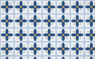Jodhpur Indigo Petal Tile — light blue and gold azulejo background