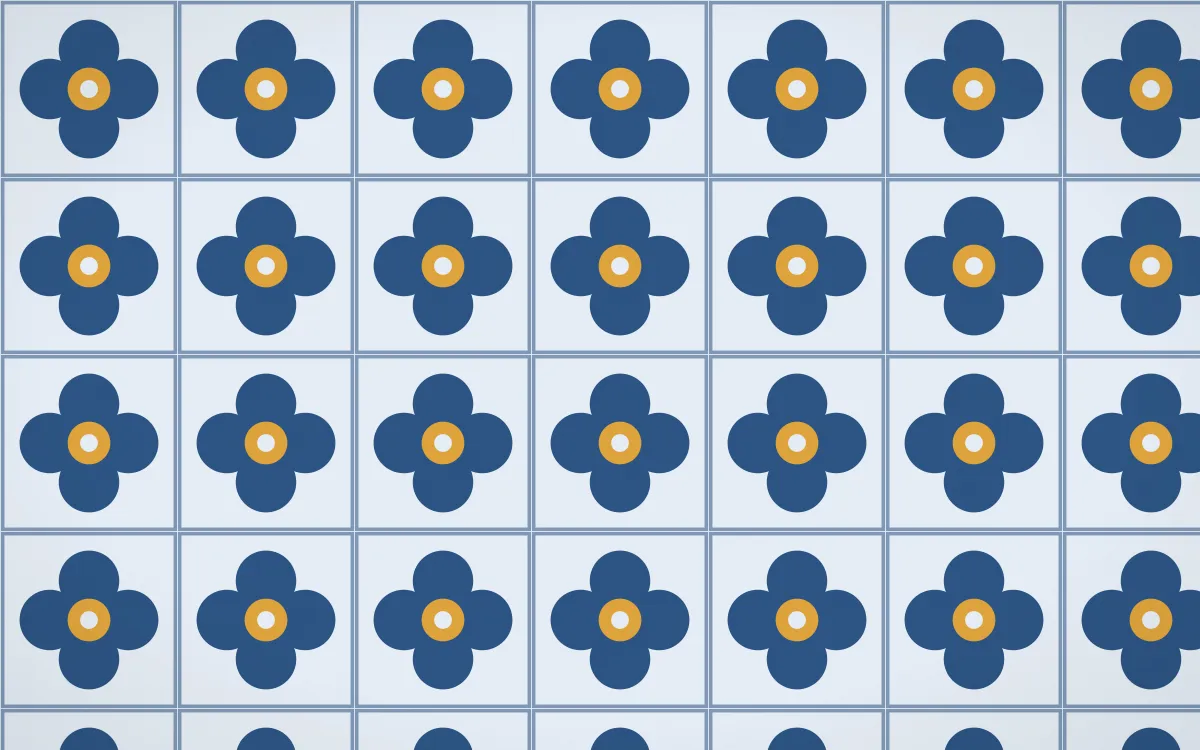 Jodhpur Indigo Quatrefoil Tile — light blue and gold azulejo background