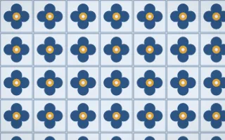 Jodhpur Indigo Quatrefoil Tile — light blue and gold azulejo background